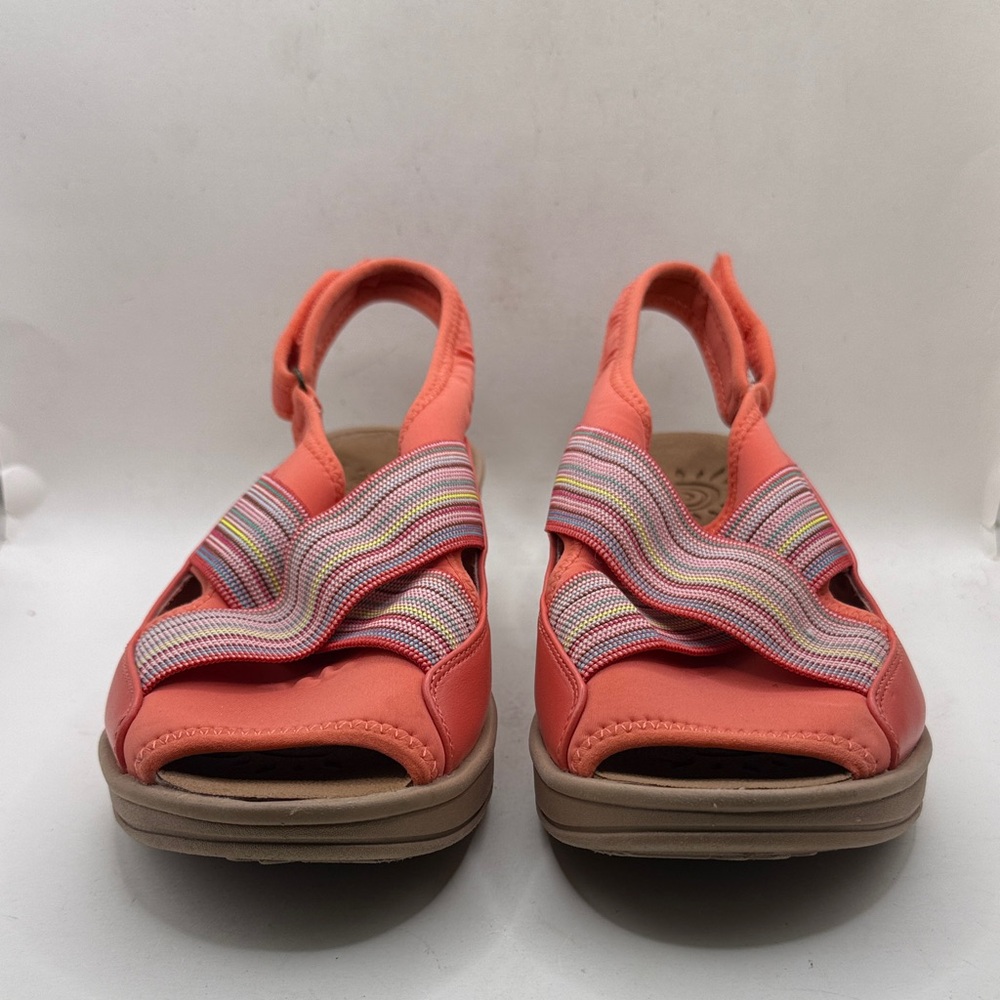SoLite Easy Street Sandal Wedges Coral Summer Shoes Womens 9W 9 Wide - Picture 2 of 13